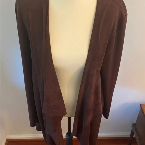 Joseph Ribkoff size 14 dark brown open front suede jacket - Picture 3 of 7